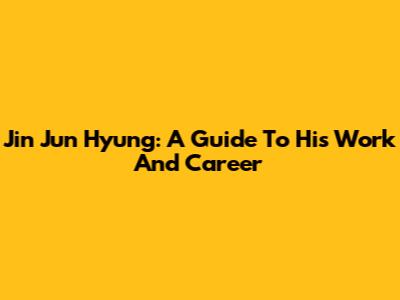 Jin Jun Hyung: A Guide To His Work And Career