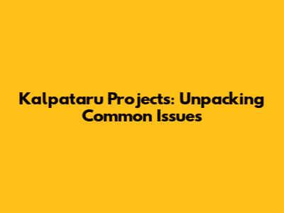 Kalpataru Projects: Unpacking Common Issues