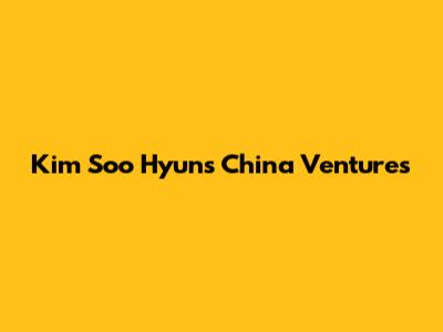 Kim Soo Hyun's China Ventures