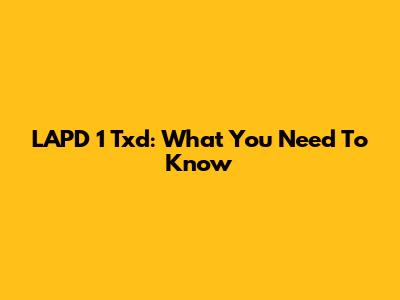 LAPD 1 Txd: What You Need To Know