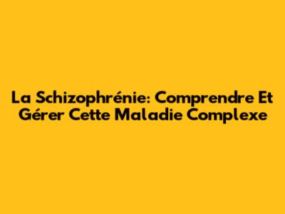 La Schizophrénie: Comprendre Et Gérer Cette Maladie Complexe