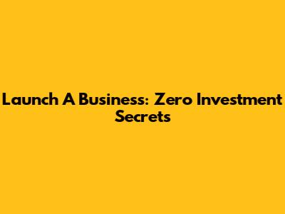 Launch A Business: Zero Investment Secrets