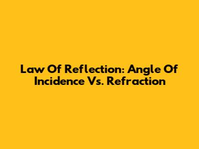 Law Of Reflection: Angle Of Incidence Vs. Refraction