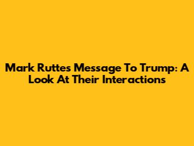 Mark Rutte's Message To Trump: A Look At Their Interactions