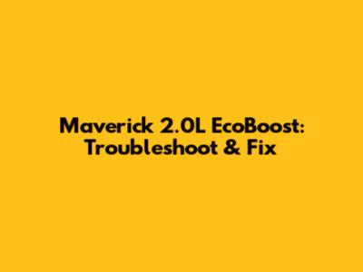 Maverick 2.0L EcoBoost: Troubleshoot & Fix