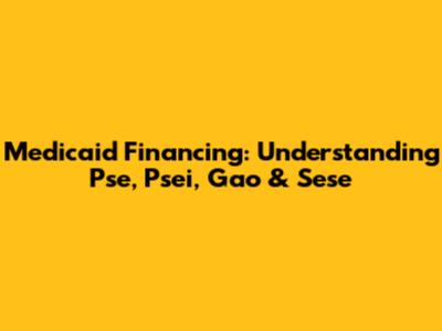 Medicaid Financing: Understanding Pse, Psei, Gao & Sese