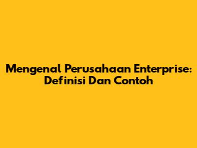 Mengenal Perusahaan Enterprise: Definisi Dan Contoh