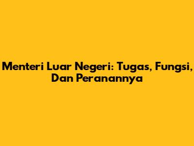 Menteri Luar Negeri: Tugas, Fungsi, Dan Peranannya