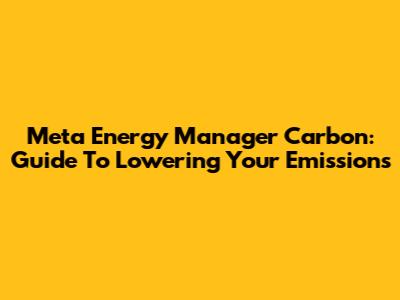 Meta Energy Manager Carbon: Guide To Lowering Your Emissions