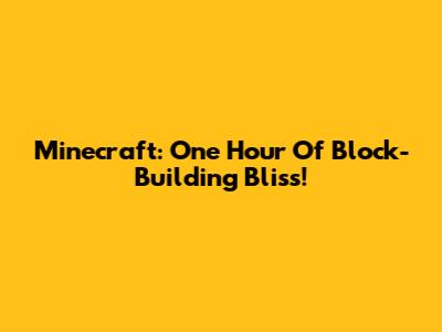 Minecraft: One Hour Of Block-Building Bliss!
