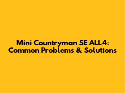 Mini Countryman SE ALL4: Common Problems & Solutions