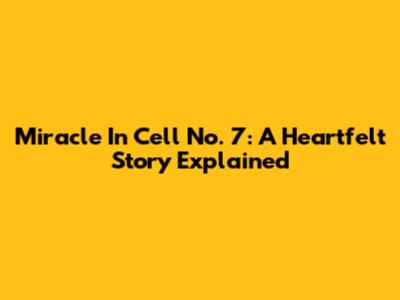 Miracle In Cell No. 7: A Heartfelt Story Explained