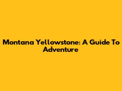 Montana Yellowstone: A Guide To Adventure