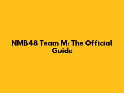 NMB48 Team M: The Official Guide