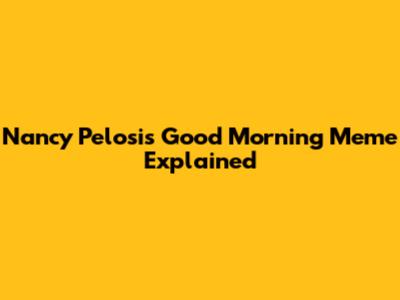 Nancy Pelosi's "Good Morning" Meme Explained