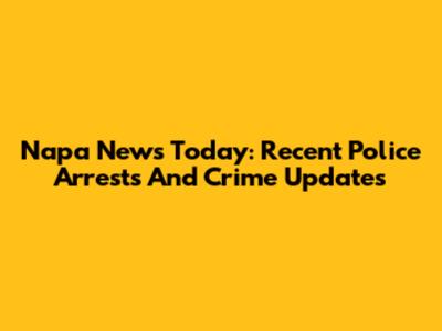Napa News Today: Recent Police Arrests And Crime Updates