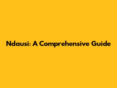 Ndausi: A Comprehensive Guide
