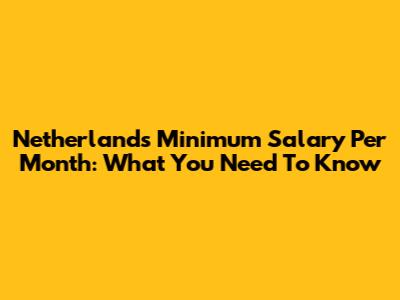 Netherlands Minimum Salary Per Month: What You Need To Know