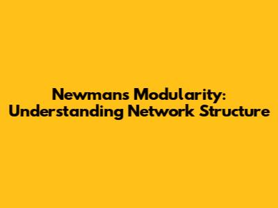 Newman's Modularity: Understanding Network Structure