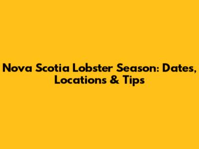 Nova Scotia Lobster Season: Dates, Locations & Tips