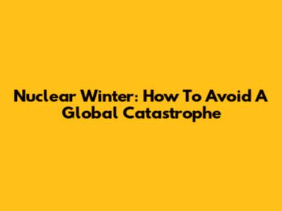 Nuclear Winter: How To Avoid A Global Catastrophe