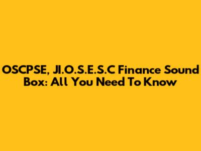 OSCPSE, JI.O.S.E.S.C Finance Sound Box: All You Need To Know