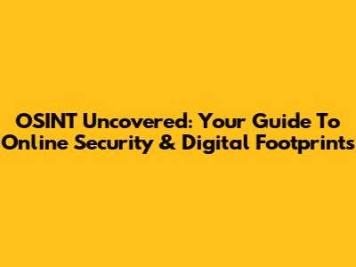 OSINT Uncovered: Your Guide To Online Security & Digital Footprints