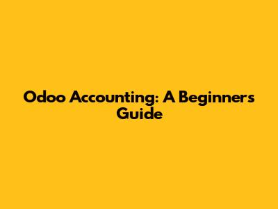 Odoo Accounting: A Beginner's Guide