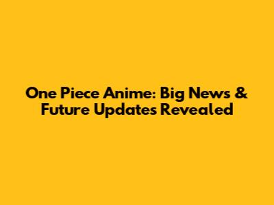 One Piece Anime: Big News & Future Updates Revealed