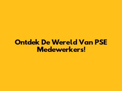 Ontdek De Wereld Van PSE Medewerkers!