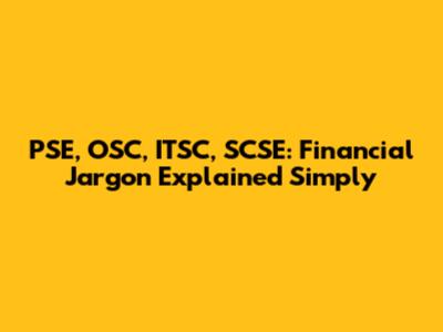 PSE, OSC, ITSC, SCSE: Financial Jargon Explained Simply
