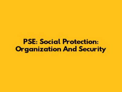 PSE: Social Protection: Organization And Security