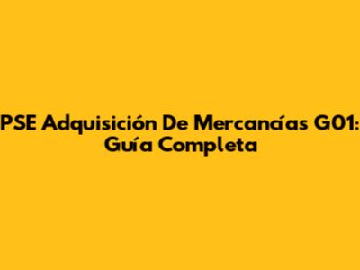 PSE Adquisición De Mercancías G01: Guía Completa