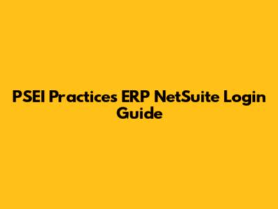 PSEI Practices ERP NetSuite Login Guide