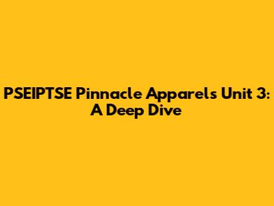 PSEIPTSE Pinnacle Apparels Unit 3: A Deep Dive