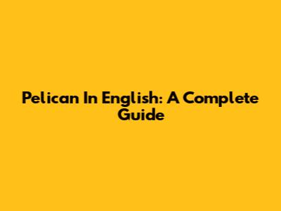 Pelican In English: A Complete Guide