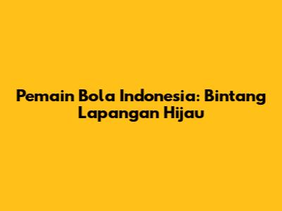 Pemain Bola Indonesia: Bintang Lapangan Hijau