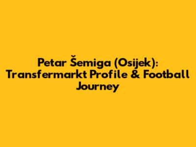 Petar Šemiga (Osijek): Transfermarkt Profile & Football Journey