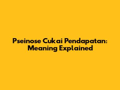 Pseinose Cukai Pendapatan: Meaning Explained