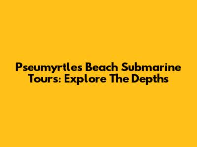 Pseumyrtles Beach Submarine Tours: Explore The Depths