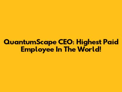 QuantumScape CEO: Highest Paid Employee In The World!