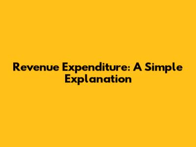 Revenue Expenditure: A Simple Explanation