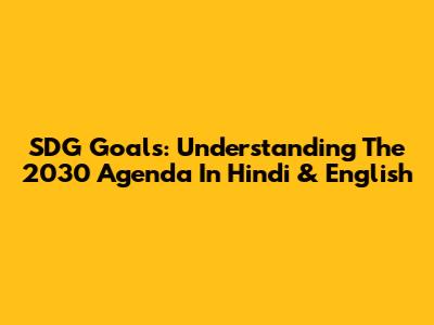 SDG Goals: Understanding The 2030 Agenda In Hindi & English