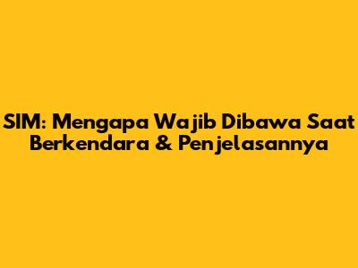 SIM: Mengapa Wajib Dibawa Saat Berkendara & Penjelasannya