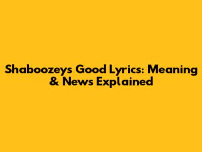 Shaboozey's "Good" Lyrics: Meaning & News Explained