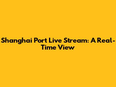 Shanghai Port Live Stream: A Real-Time View