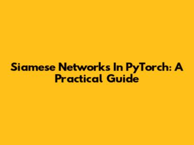 Siamese Networks In PyTorch: A Practical Guide
