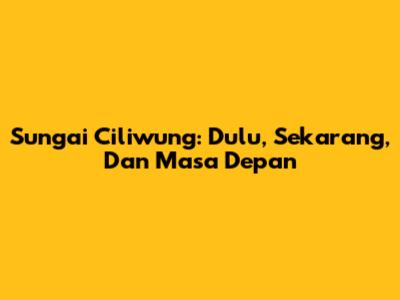 Sungai Ciliwung: Dulu, Sekarang, Dan Masa Depan