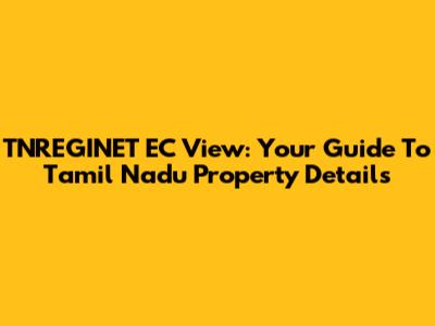 TNREGINET EC View: Your Guide To Tamil Nadu Property Details