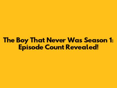 The Boy That Never Was Season 1: Episode Count Revealed!